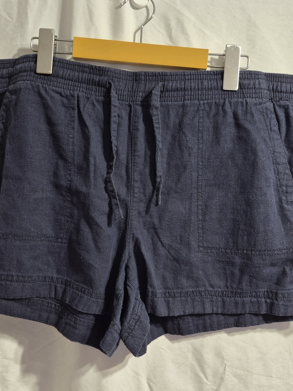 Reitmans Navy Drawstring Linen-Blend Athletic Shorts, Size 16